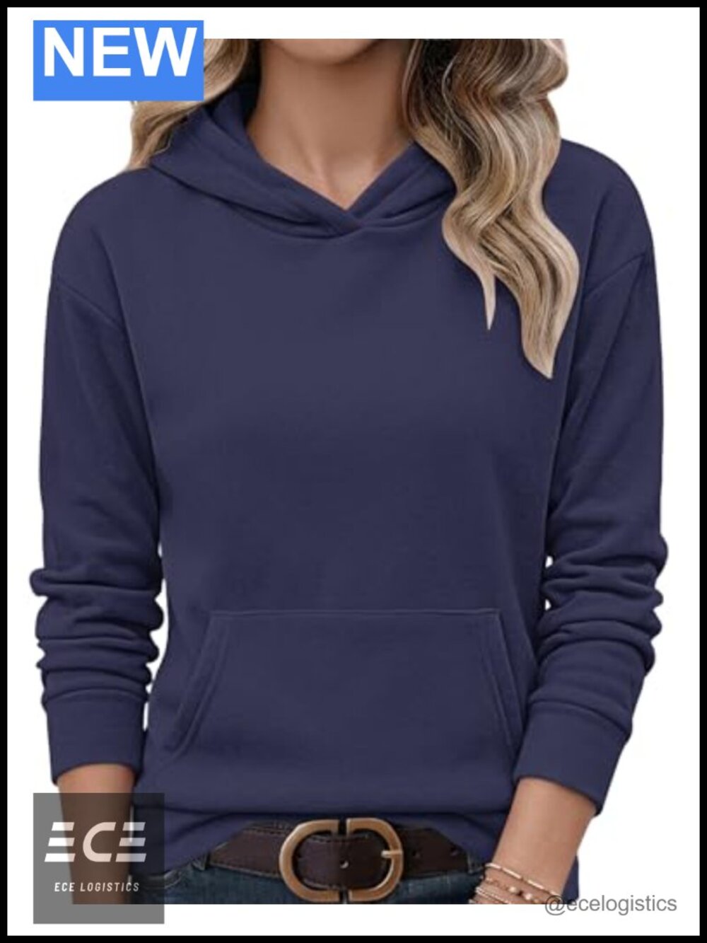 Crewneck Sweatshirt Long Sleeve Pullover Kangaroo Pocket Womens